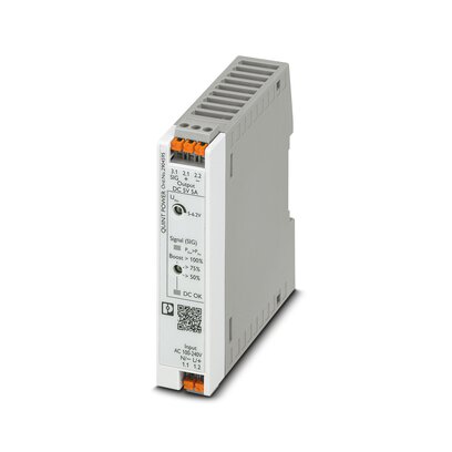Phoenix Contact Switching Power Supply; QUINT4-PS/1AC/5DC/5/PT; 5VDC OUT; 5A; 85-264VAC/90-350VDC IN; Single Phase; DIN Rail Mount; Plastic; Push-In Connection